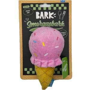 BARK 2 in 1 Slobbery pink sprinkles Ice Cream Cone Dog Plush Toy squeaks Sz S-M